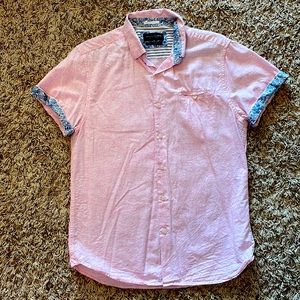 Denim & Flower Pink Short Sleeve Button Down